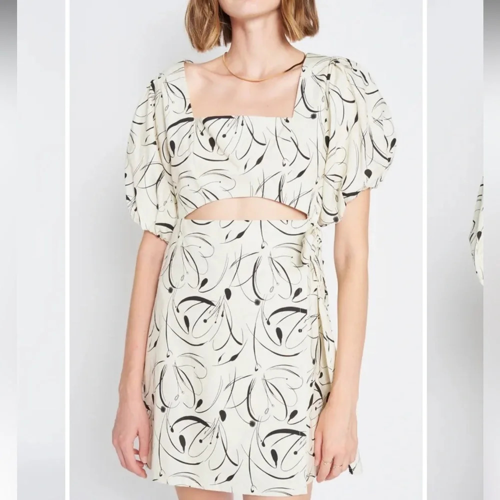 Anthropologie En Saison Iris Cutout Puff Sleeve Cotton Minidress